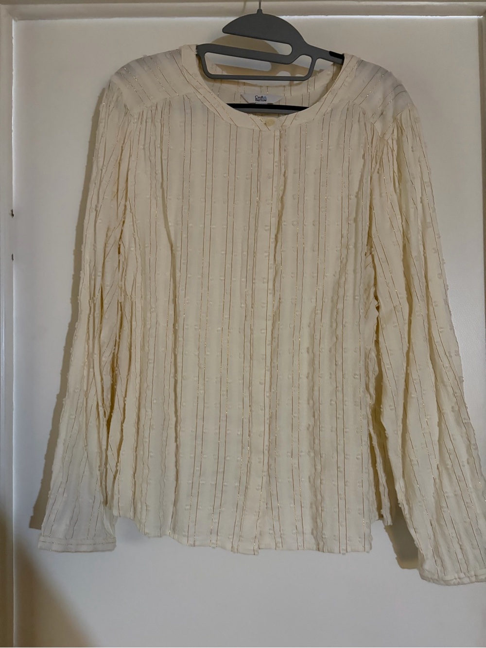 croft & barrow Cream Textured Long-Sleeve Blouse xxl